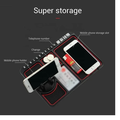Car Dashboard Anti-Slip Mat with Mobile Phone Holder and Number Plate