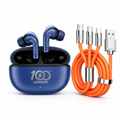 Wireless Stereo Earbuds with 3-in-1 Charging & Data Cable