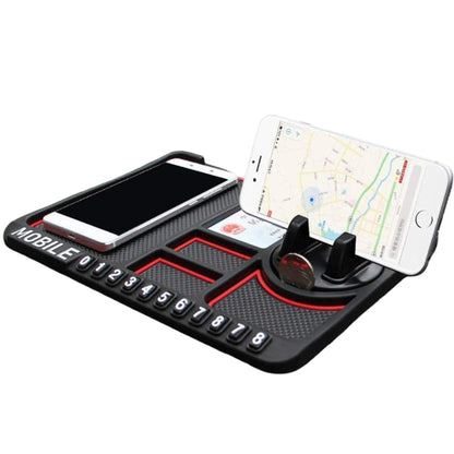 Car Dashboard Anti-Slip Mat with Mobile Phone Holder and Number Plate