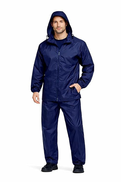 Waterproof Raincoat Set for Men | Hooded Jacket & Pant Rain Suit | Lightweight