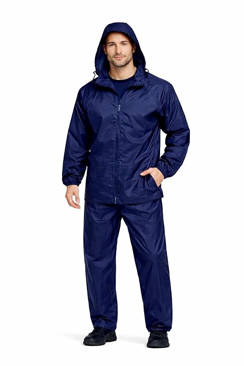 Waterproof Raincoat Set for Men | Hooded Jacket & Pant Rain Suit | Lightweight