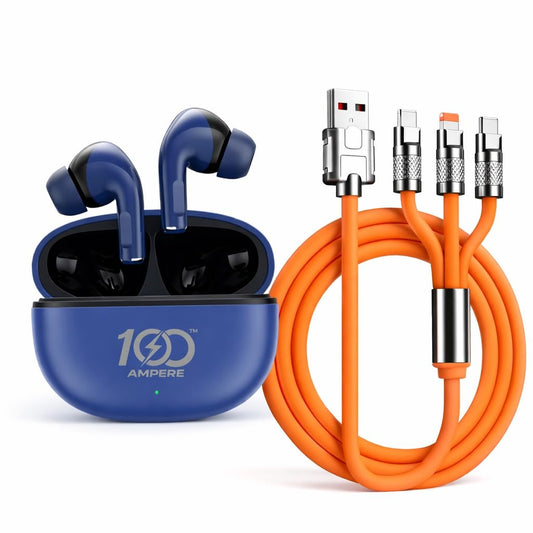 Wireless Stereo Earbuds with 3-in-1 Charging & Data Cable