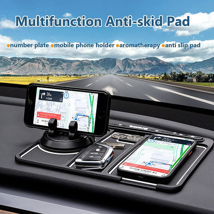 Car Dashboard Anti-Slip Mat with Mobile Phone Holder and Number Plate