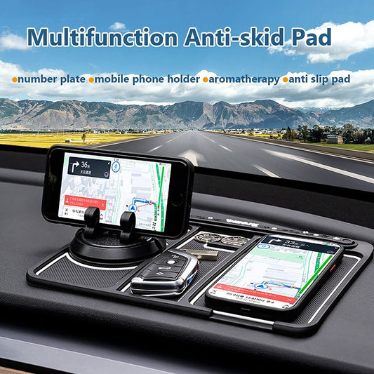 Car Dashboard Anti-Slip Mat with Mobile Phone Holder and Number Plate